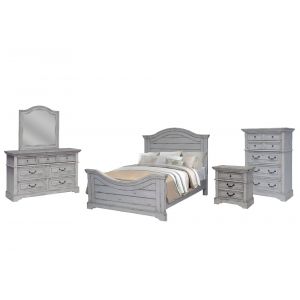 American Woodcrafters - Stonebrook 5 Pc Bedroom Set - Queen Bed, Dresser, Mirror, Chest, Nightstand - Light Distressed Antique Gray - 7820-QPNPN-5PCS