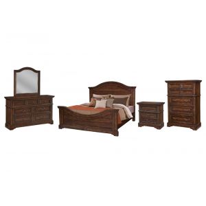 American Woodcrafters - Stonebrook 5 Pc Bedroom Set - Queen Bed, Dresser, Mirror, Chest, Nightstand - Tobacco Finish - 7800-QPNPN-5PC