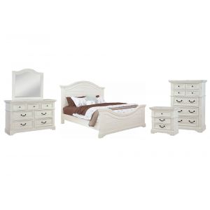 American Woodcrafters - Stonebrook 5 Pc Bedroom Set - Queen Bed, Dresser, Mirror, Chest, Nightstand - Distressed Antique White - 7810-QPNPN-5PCS
