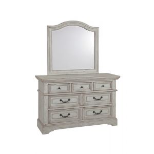 American Woodcrafters - Stonebrook Double Dresser with Mirror - Light Distressed Antique Gray - 7820-YDRMR