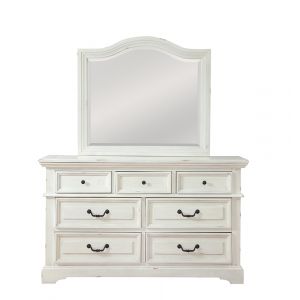 American Woodcrafters - Stonebrook Dresser with Mirror - Distressed Antique White - 7810-TDLM