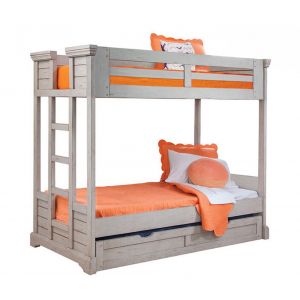 American Woodcrafters - Stonebrook Twin Over Twin Bunkbed w/ Trundle - Light Distressed Antique Gray - 7820-33BNKT