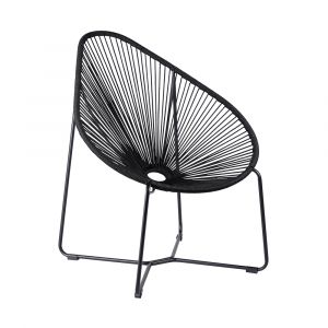 Armen Living - Acapulco Indoor Outdoor Steel Papasan Lounge Chair with Black Rope - LCACSIBL