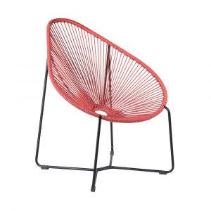 Armen Living - Acapulco Indoor Outdoor Steel Papasan Lounge Chair with Brick Red Rope - LCACSIBRK
