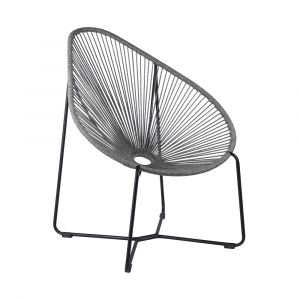 Armen Living - Acapulco Indoor Outdoor Steel Papasan Lounge Chair with Grey Rope - LCACSIGRY