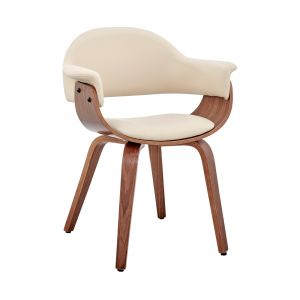 Armen Living - Adalyn Cream Faux Leather and Walnut Wood Dining Room Accent Chair - LCADCHWACR