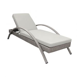Armen Living - Aloha Adjustable Patio Outdoor Chaise Lounge Chair in Grey Wicker and Cushions - LCAHLOGR