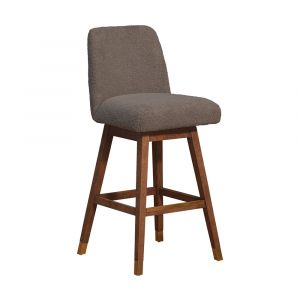 Armen Living  - Amalie Swivel Bar Stool in Brown Oak Wood Finish with Taupe Boucle Fabric - 840254332041