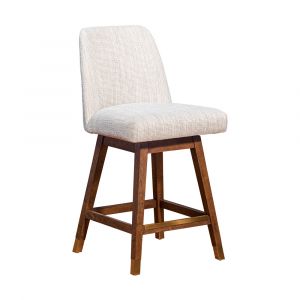 Armen Living  - Amalie Swivel Counter Stool in Brown Oak Wood Finish with Beige Fabric - 840254332072