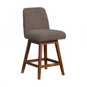 Armen Living  - Amalie Swivel Counter Stool in Brown Oak Wood Finish with Taupe Boucle Fabric - 840254332034