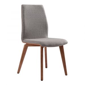 Armen Living - Archie Mid-Century Dining Chair in Walnut Finish and Gray Fabric (Set of 2) - LCACSIGR