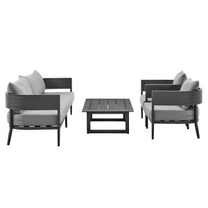 Armen Living - Argiope 4 Piece Outdoor Dark Gray Aluminum & Fabric Outdoor Conversation Set - 840254333031