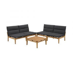 Armen Living - Arno Outdoor 5 Piece Teak Wood Seating Set in Charcoal Olefin - SETODARDK4A1BLV