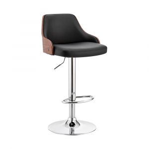 Armen Living - Asher Adjustable Black Faux Leather and Chrome Finish Bar Stool - LCARBAWABL