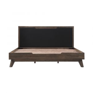 Armen Living - Astoria King Platform Bed Frame in Oak with Black Faux Leather  - LCAHBDDGKG