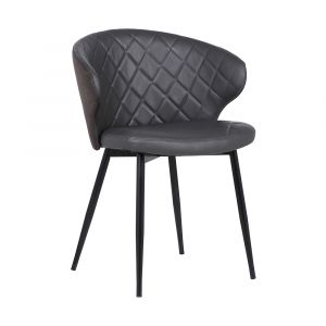 Armen Living - Ava Contemporary Dining Chair in Black Powder Coated Finish and Gray Faux Leather - LCAVSIBLGR