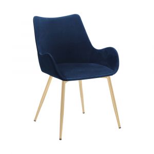Armen Living - Avery Blue Fabric Dining Room Chair with Gold Legs - LCAVCHBLUE