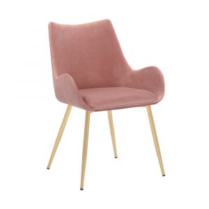 Armen Living - Avery Pink Fabric Dining Room Chair with Gold Legs - LCAVCHPINK