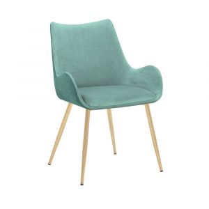 Armen Living - Avery Teal Fabric Dining Room Chair with Gold Legs - LCAVCHTEAL