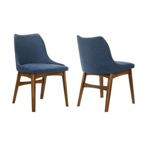 Armen Living - Azalea Blue Fabric and Walnut Wood Dining Side Chairs (Set of 2) - LCAZSIWABLU
