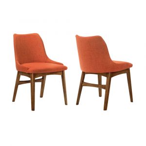 Armen Living - Azalea Orange Fabric and Walnut Wood Dining Side Chairs (Set of 2) - LCAZSIWAOR
