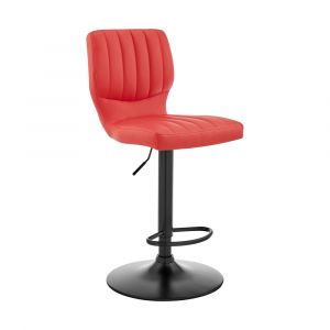 Armen Living - Bardot Adjustable Height Red Faux Leather Swivel Bar Stool - LCBABABLRED