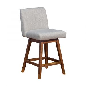 Armen Living  - Basila Swivel Counter Stool in Brown Oak Wood Finish with Taupe Fabric - 840254332195