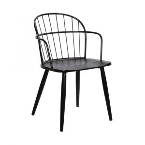 Armen Living - Bradley Steel Framed Side Chair in Black Powder Coated Finish and Black Brushed Wood - LCBDSIBLBL