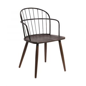 Armen Living - Bradley Steel Framed Side Chair in Black Powder Coated Finish and Walnut Glazed Wood - LCBDSIBLWA