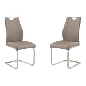 Armen Living - Bravo Contemporary Dining Chair In Coffee Faux Leather and Brushed Stainless Steel Finish (Set of 2) - LCBRSICF