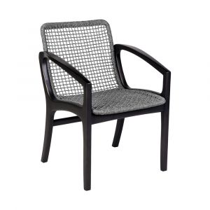 Armen Living - Brighton Outdoor Patio Dining Chair in Dark Eucalyptus Wood and Grey Rope - 840254332379