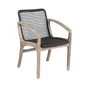 Armen Living - Brighton Outdoor Patio Dining Chair in Light Eucalyptus Wood and Charcoal Rope - 840254332386