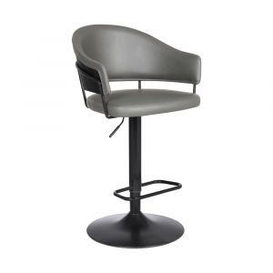 Armen Living - Brody Adjustable Height Swivel Grey Faux Leather and Black Wood and Metal Base Bar Stool - LCBOBABLGR