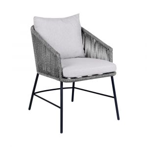 Armen Living - Calica Outdoor Patio Dining Chair in Black Metal and Grey Rope - 840254332294