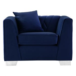 Armen Living - Cambridge Contemporary Chair in Brushed Stainless Steel and Blue Velvet - LCCM1BLUE
