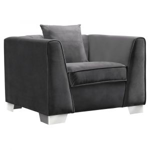 Armen Living - Cambridge Contemporary Sofa Chair in Brushed Stainless Steel and Dark Gray Velvet - LCCM1GR