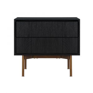 Armen Living - Carnaby 2 Drawer Nightstand in Black Brushed Oak and Bronze - LCCFLABL