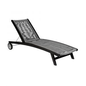 Armen Living - Chateau Outdoor Patio Adjustable Chaise Lounge Chair in Eucalyptus Wood and Grey Rope - 840254336032