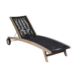 Armen Living - Chateau Outdoor Patio Adjustable Chaise Lounge Chair in Eucalyptus Wood and Charcoal Rope - 840254336049