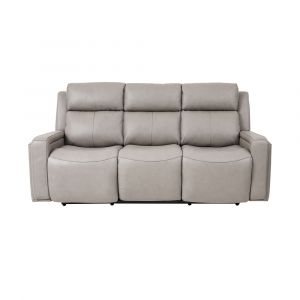 Armen Living - Claude Dual Power Headrest and Lumbar Support Reclining Sofa in Light Grey Genuine Leather - LCCL3GR