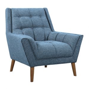 Armen Living - Cobra Mid-Century Modern Chair in Blue Linen and Walnut Legs - LCCO1BL