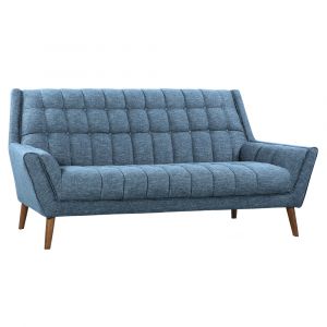 Armen Living - Cobra Mid-Century Modern Sofa in Blue Linen and Walnut Legs - LCCO3BL