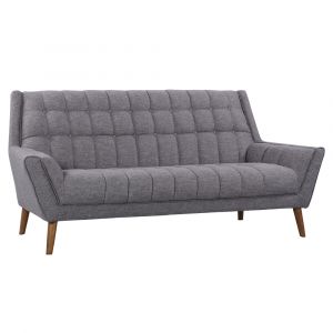 Armen Living - Cobra Mid-Century Modern Sofa in Dark Gray Linen and Walnut Legs - LCCO3DG