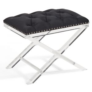 Armen Living - Cody Modern and Contemporary Tufted Ottoman in Black Velvet with Acrylic Legs - LCCOOTBL