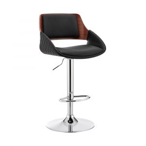 Armen Living - Colby Adjustable Black Faux Leather and Chrome Finish Bar Stool - LCCYBAWABL