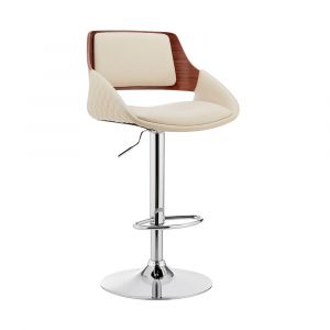 Armen Living - Colby Adjustable Cream Faux Leather and Chrome Finish Bar Stool - LCCYBAWACR
