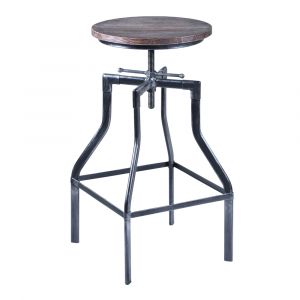 Armen Living - Concord Adjustable Barstool in Industrial Gray Finish with Pine Wood Seat - LCCOSTSBPI