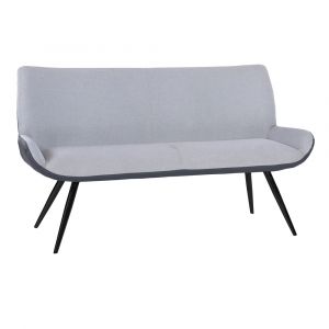 Armen Living - Coronado Contemporary Bench in Brushed Gray Powder Coated Finish and Gray Fabric - LCCDBEBG