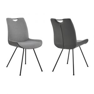 Armen Living - Coronado Contemporary Dining Chair in Gray Powder Coated Finish and Pewter Fabric (Set of 2) - LCCDSIPW