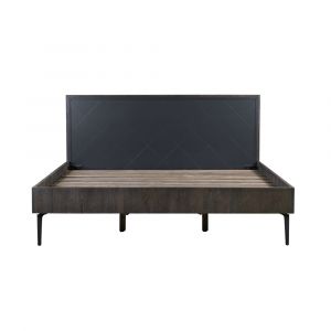 Armen Living - Cross Solid Oak and Metal King Platform Bed Frame - LCCRBDOAKG